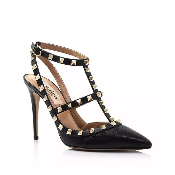 Valentino Garavani

Black and Gold Rockstud Ankle Strap Pump - Picture 1 of 17